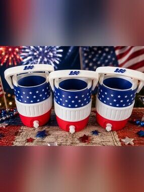3D Printed Patriotic 12oz Can Cooler Cup Holder 4th of July USA Red White Blue